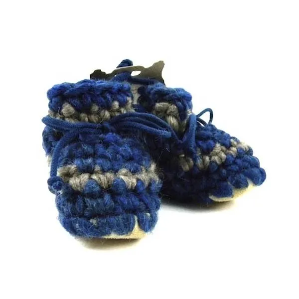 Padraig Cottage Newborn & Baby Slippers - Denim Stripe