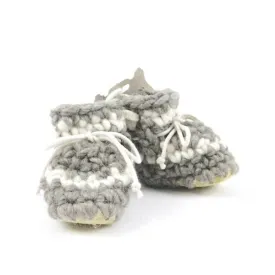 Padraig Cottage Newborn & Baby Slippers - Grey Stripe