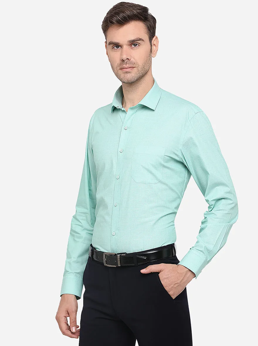 Pastel Green Solid Regular Fit Formal Shirt | Greenfibre