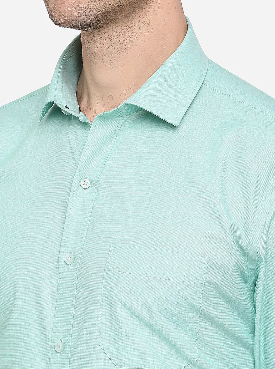 Pastel Green Solid Regular Fit Formal Shirt | Greenfibre