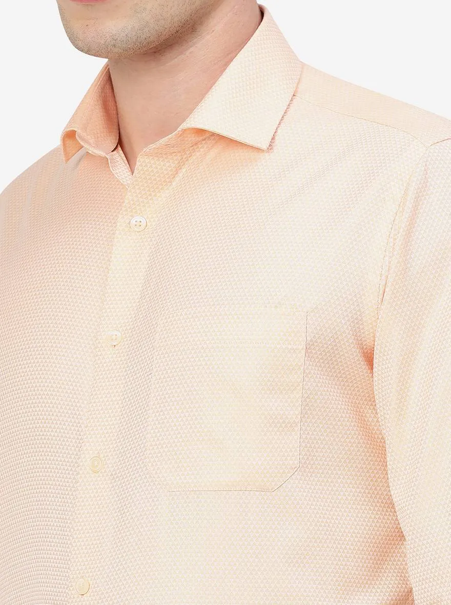 Peach Dobby Solid Slim Fit Formal Shirt | Greenfibre