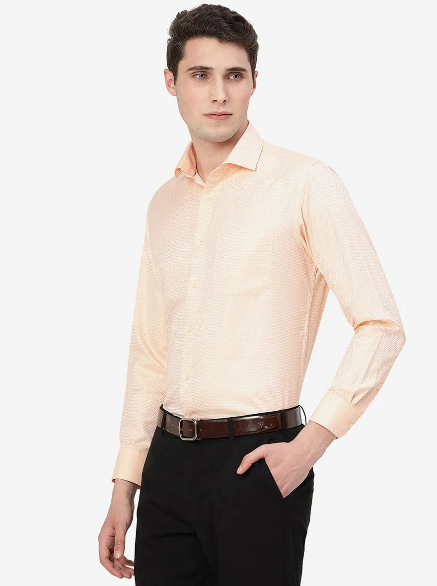 Peach Dobby Solid Slim Fit Formal Shirt | Greenfibre