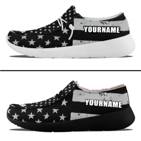 Personalized Patriotic Canvas Slip-On Sneakers, Custom USA Flag Design Loafer Shoes, Buy One Get One Gift,ZH-240202305-6bb