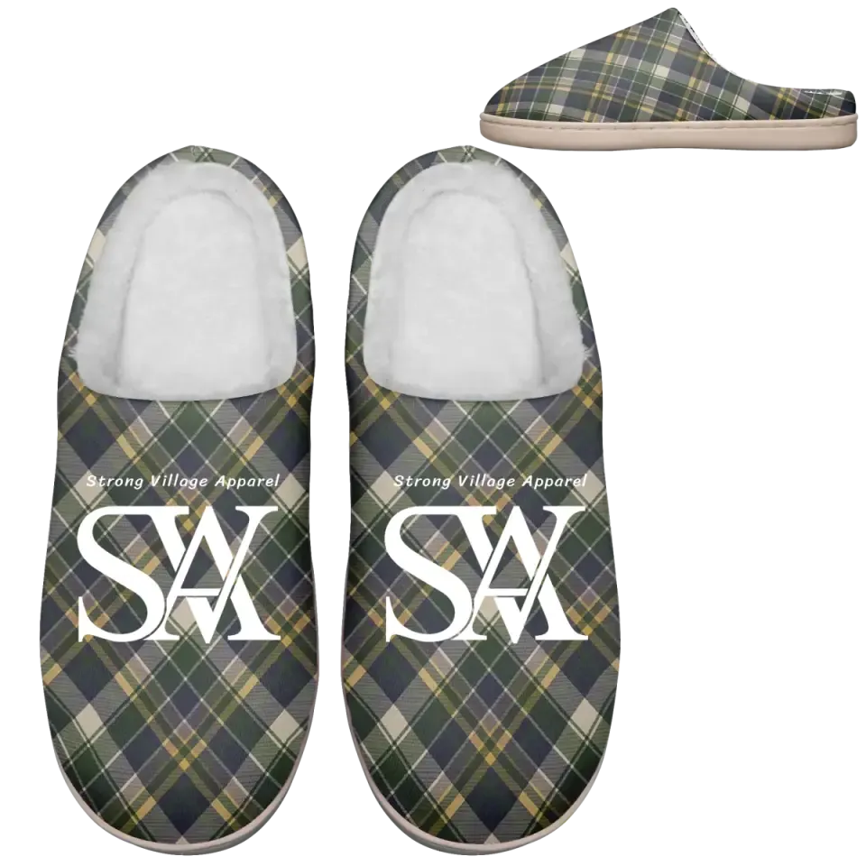 Personalized SVA Plaid Indoor Slippers, Custom Love Pets Slippers with image and Name,kitty2020-23020185