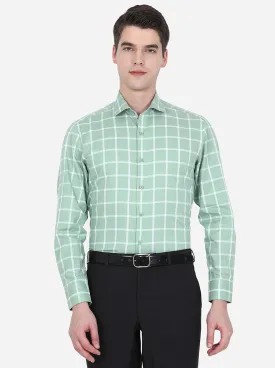 Pista Green Checked Slim Fit Formal Shirt | JadeBlue