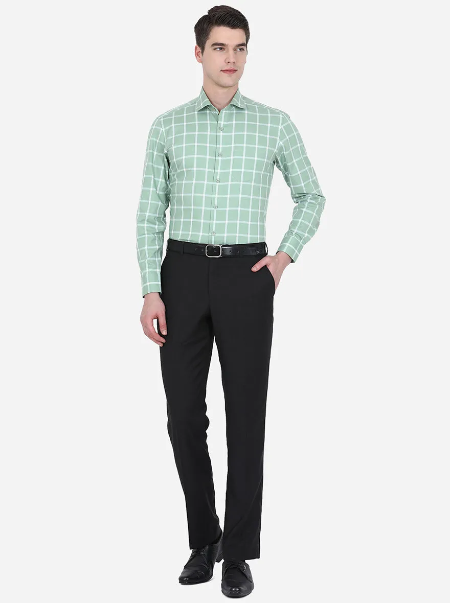 Pista Green Checked Slim Fit Formal Shirt | JadeBlue