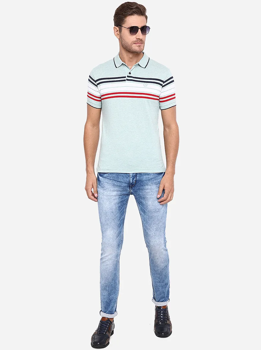 Pista Melange Striped Slim Fit Polo T-Shirt | Greenfibre