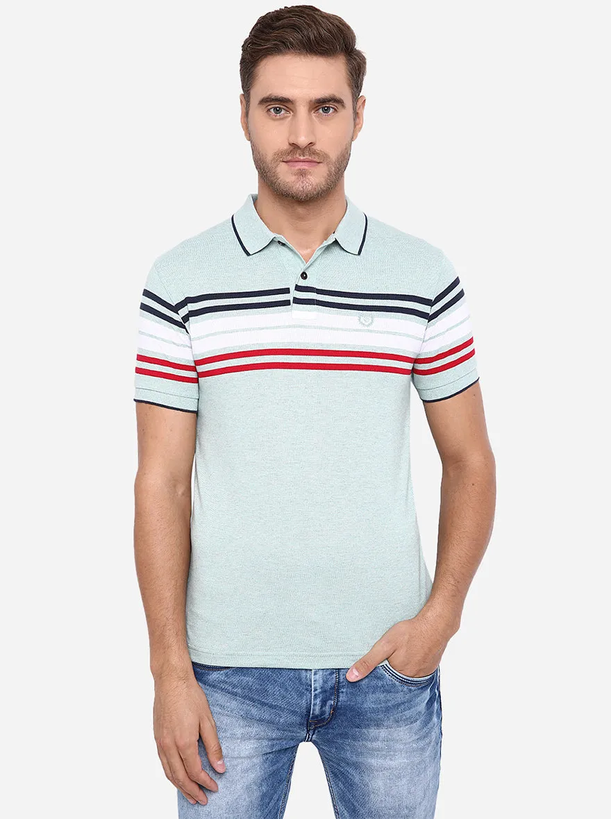 Pista Melange Striped Slim Fit Polo T-Shirt | Greenfibre