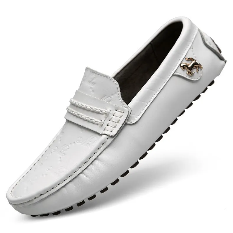 Plus Size Driving Shoes Authentic Leather Loafers Men