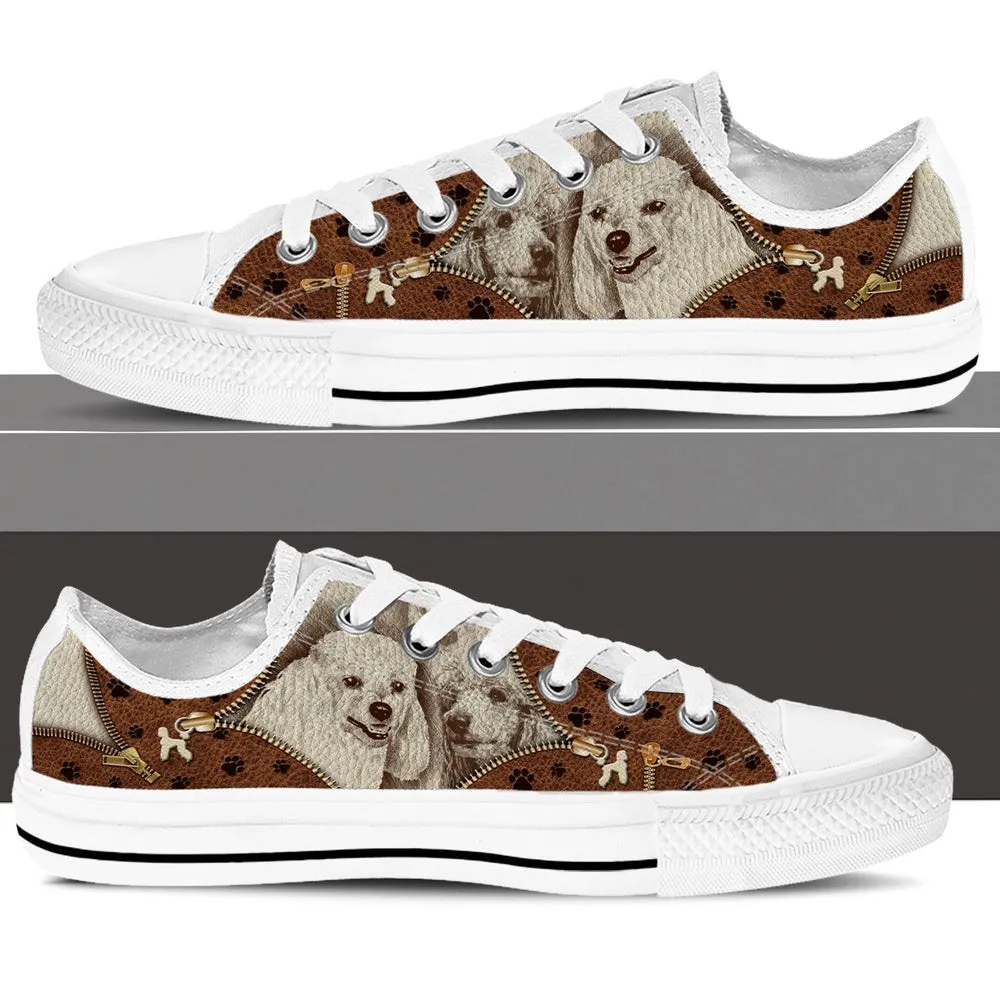 Poodle Low Top Shoes - Low Top Sneaker - Dog Walking Shoes Men Women, Dog Printed Shoes, Canvas Shoes For Men, Women