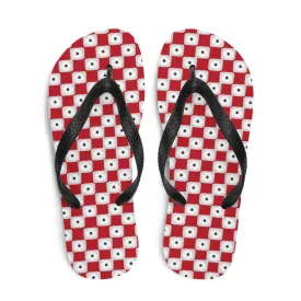 Red Chequered Pattern Flip-Flops