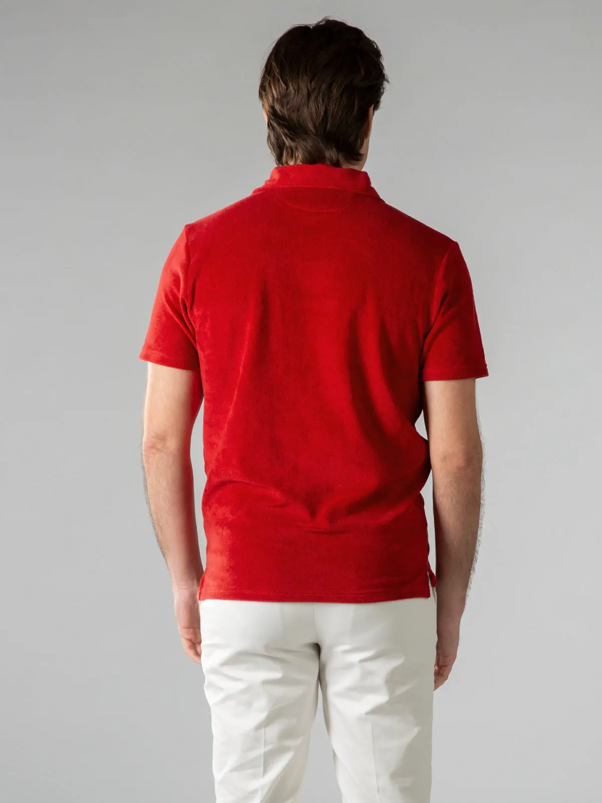 Red Terry Towelling Polo Shirt