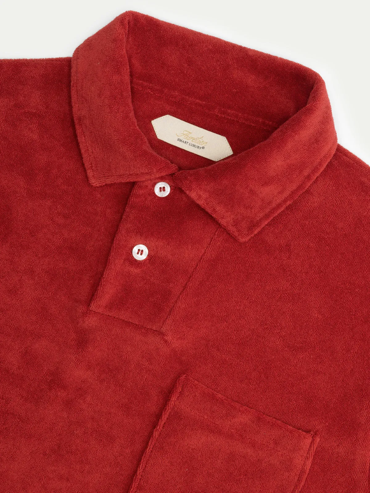 Red Terry Towelling Polo Shirt