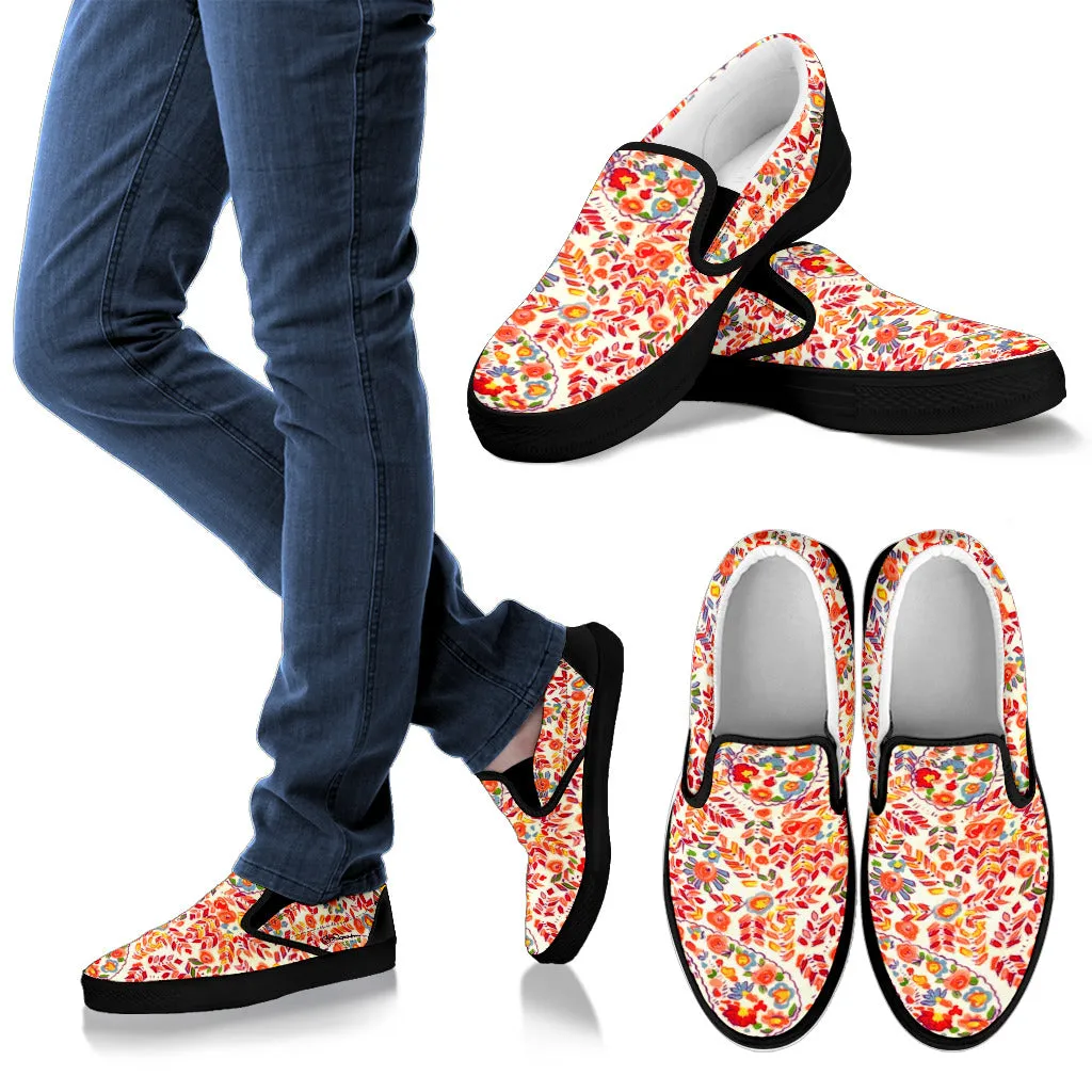 Retro Paisley Slip On Sneakers