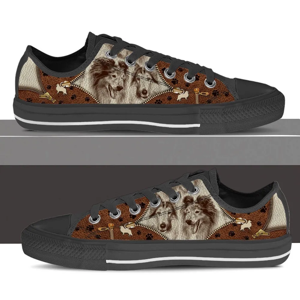 Rough Collie Low Top Shoes - Low Top Sneaker - Dog Walking Shoes Men Women, Dog Printed Shoes, Canvas Shoes For Men, Women