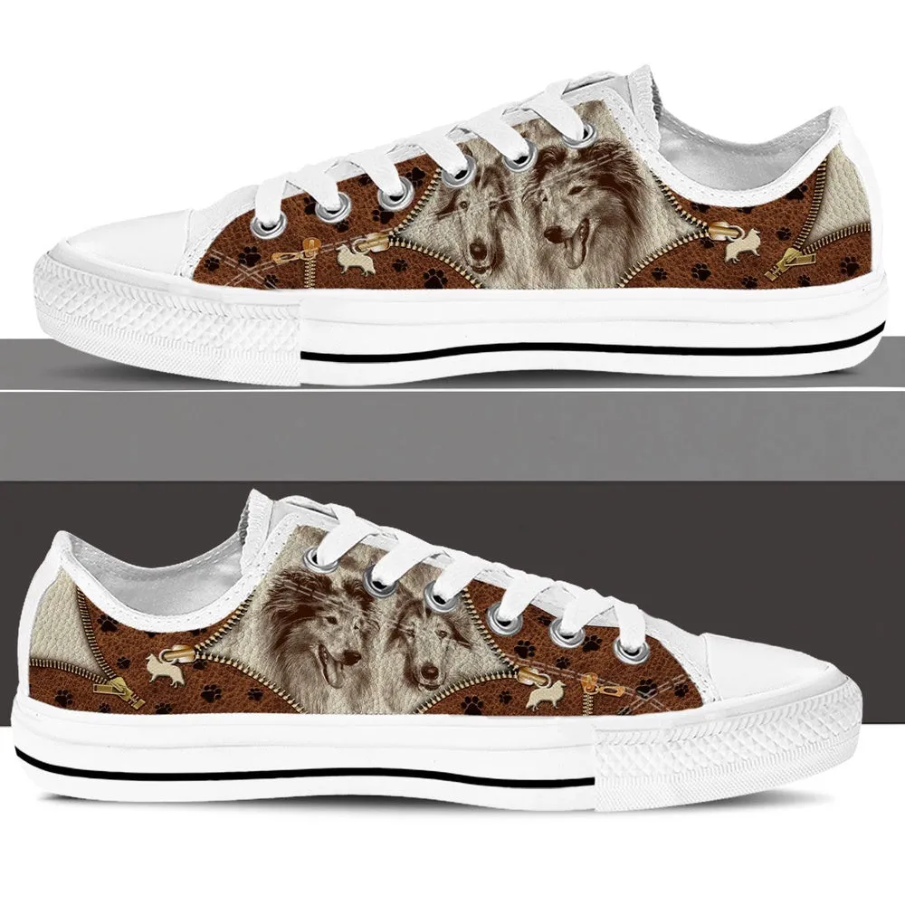 Rough Collie Low Top Shoes - Low Top Sneaker - Dog Walking Shoes Men Women, Dog Printed Shoes, Canvas Shoes For Men, Women