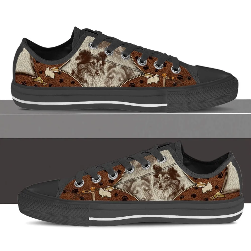 Shetland Sheepdog Low Top Shoes - Low Top Sneaker - Dog Walking Shoes Men Women, Dog Printed Shoes, Canvas Shoes For Men, Women