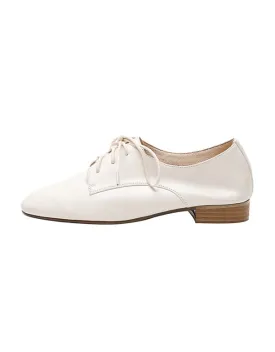 Spring Soft Leather Lace-up British Style Flats