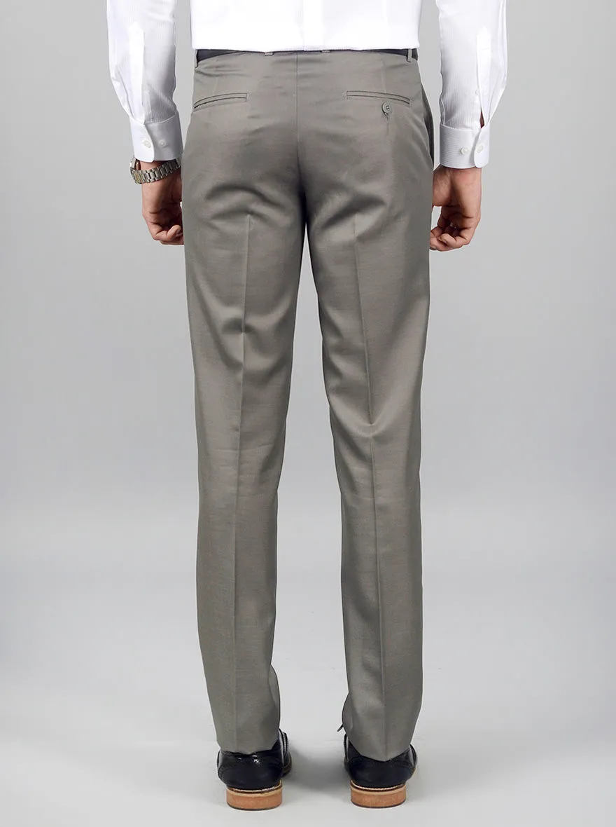 Steel Grey Solid Slim Fit Formal Trouser | Greenfibre