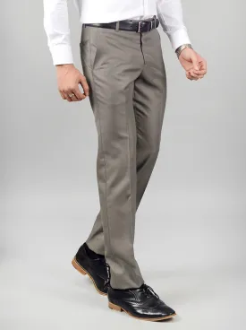 Steel Grey Solid Slim Fit Formal Trouser | Greenfibre