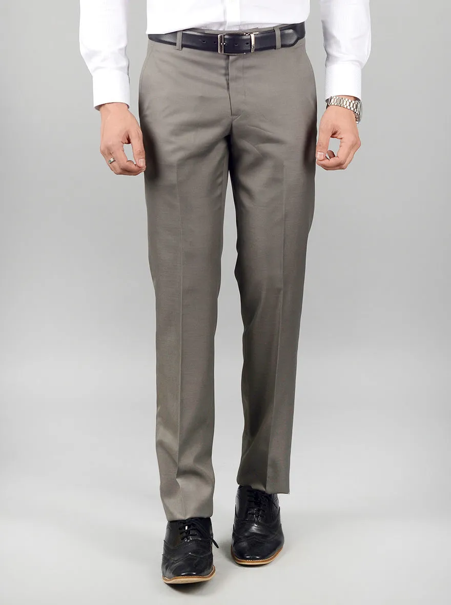 Steel Grey Solid Slim Fit Formal Trouser | Greenfibre