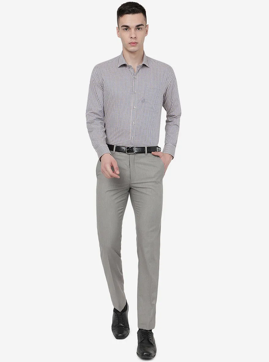 Steel Grey Solid Slim Fit Formal Trouser | Metal