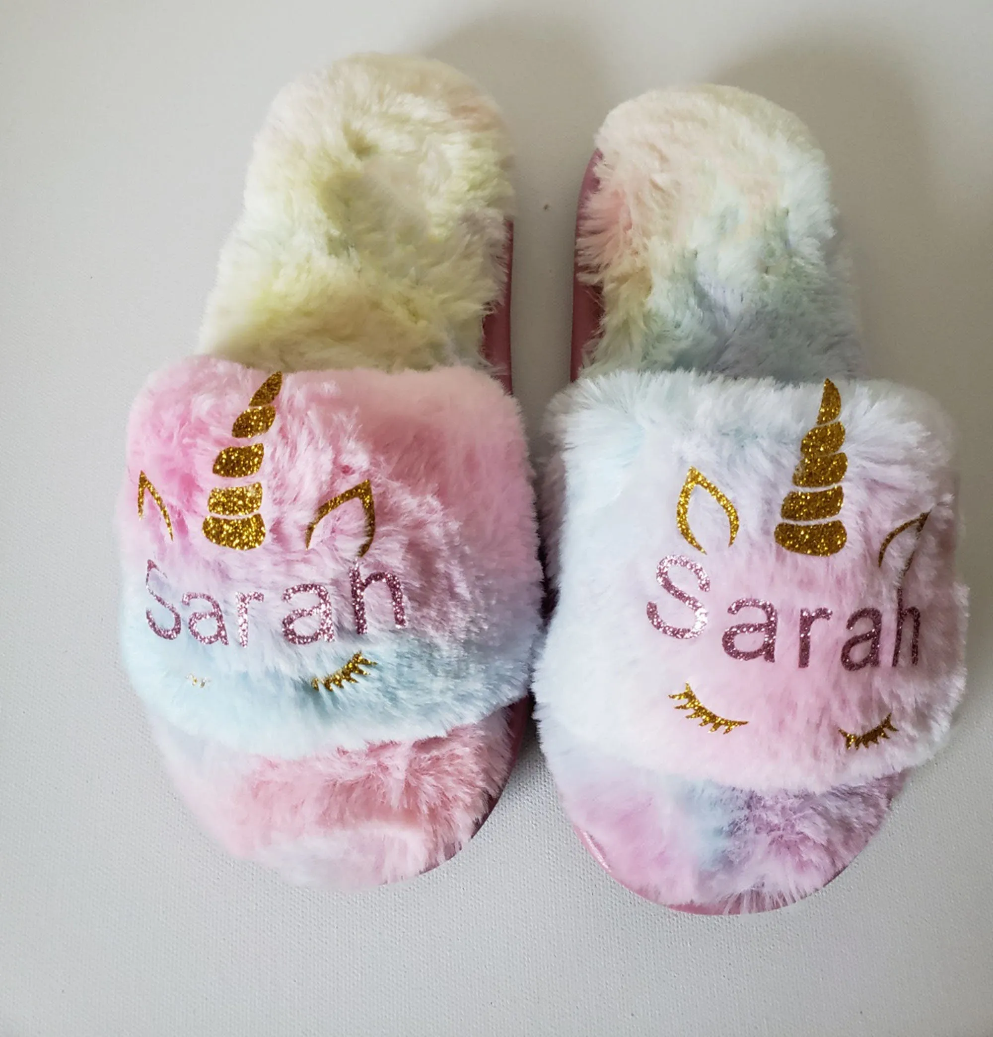 Unicorn Monogram slippers/ Unicorn Birthday slippers , Unicorn girls slippers/wo