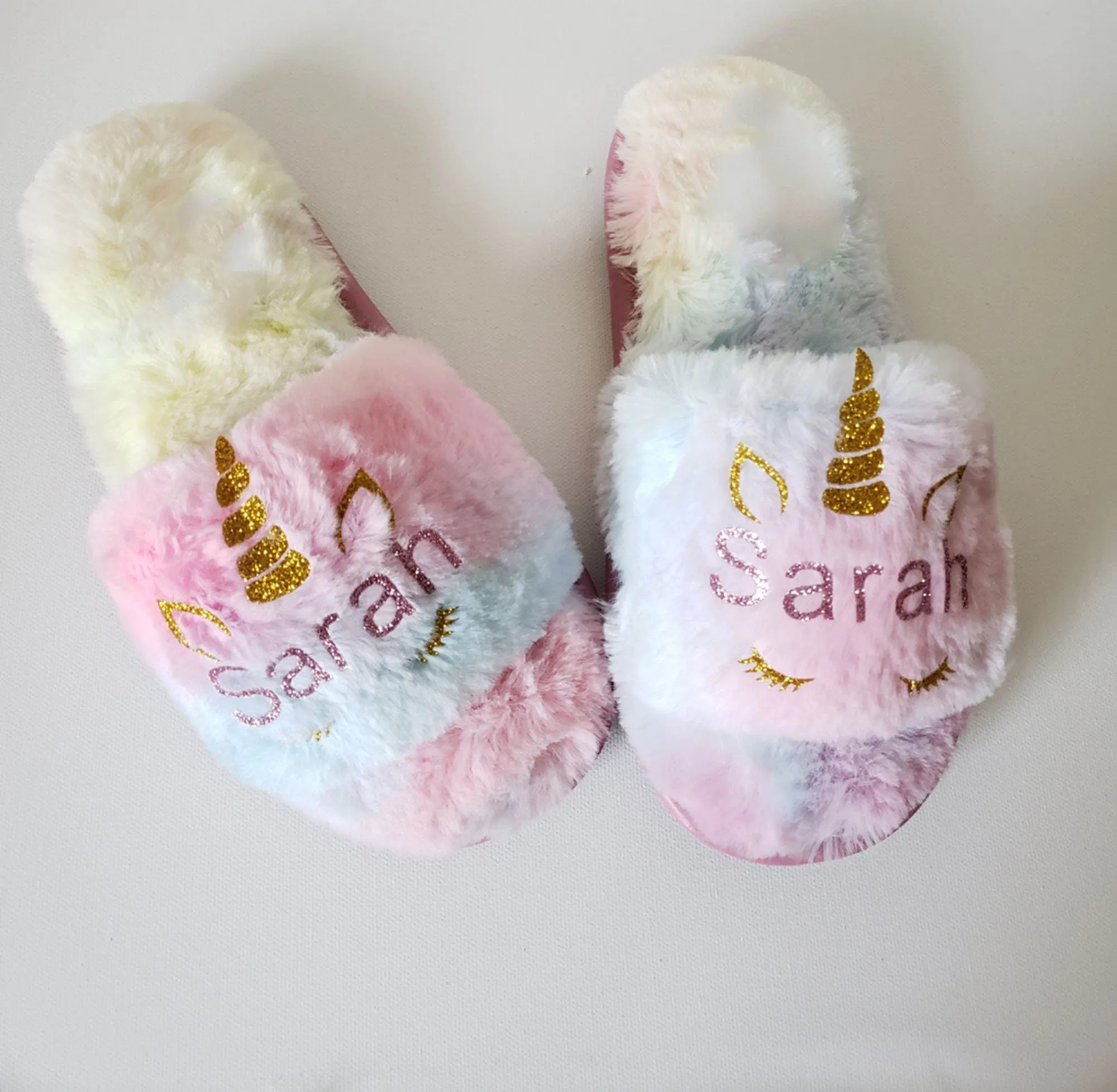 Unicorn Monogram slippers/ Unicorn Birthday slippers , Unicorn girls slippers/wo