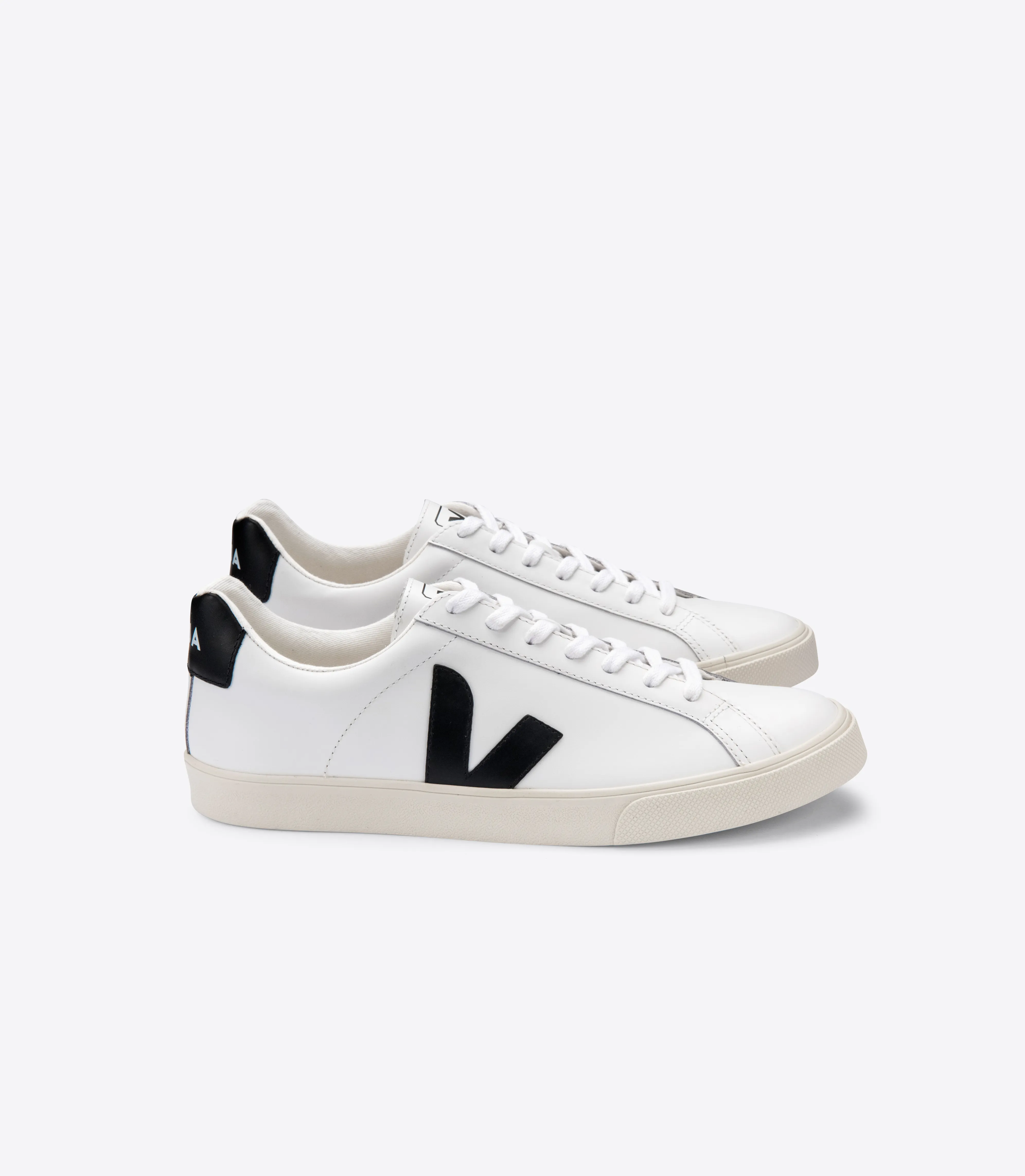 Veja Sneakers - Esplar Logo Leather Sneakers in Extra White Black