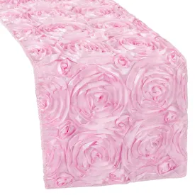 Wedding Rosette Satin Table Runner - Medium Pink