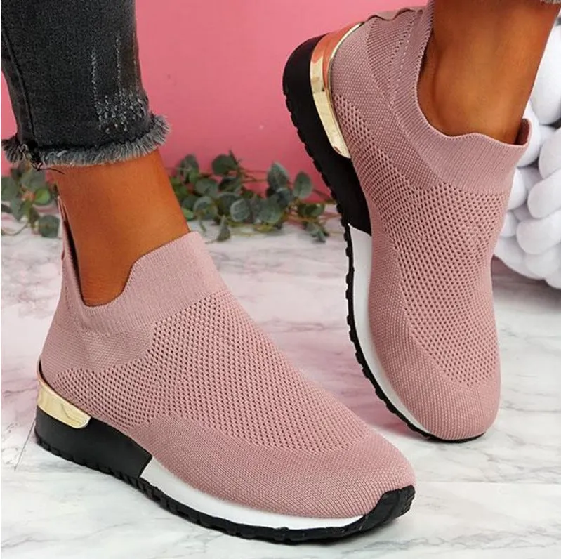 Wish New Flying Woven Socks Shoes Stretch Cloth Large Size Women's Shoes Spot Amazon European And American Foreign Trade Women's Shoes