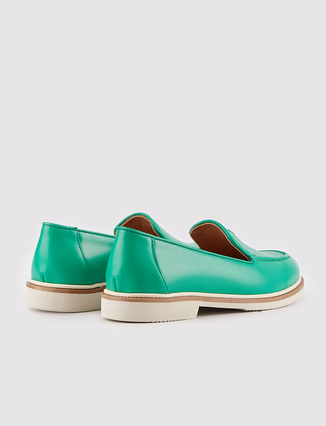 Women Green Genuine Leather Loafers