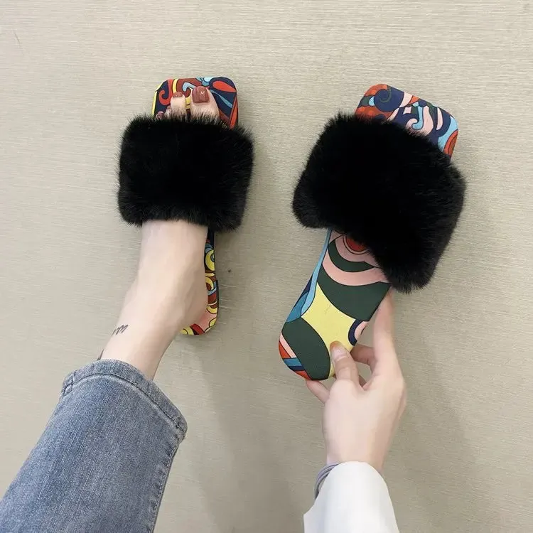 Women's Furry Slide Slippers