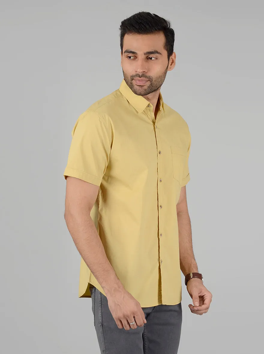 Yellow Solid Slim Fit Casual Shirt | Greenfibre